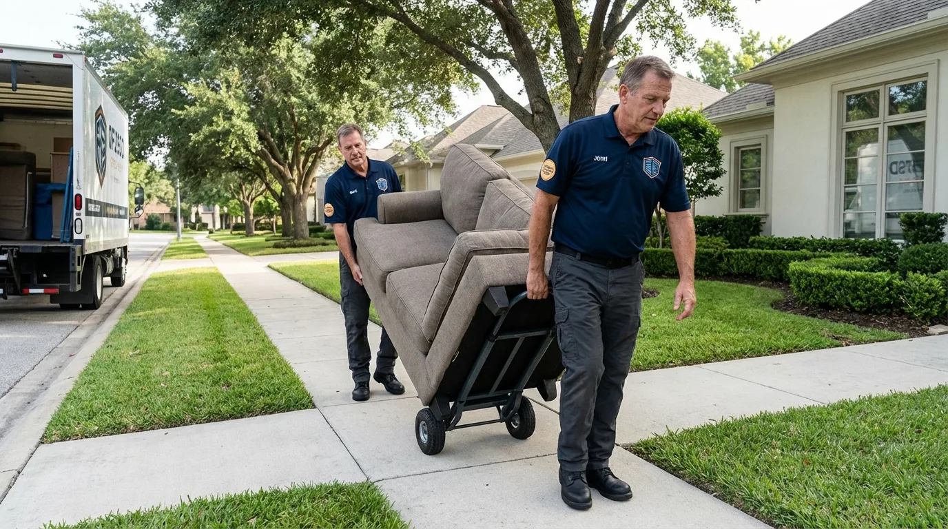 Local residential moving crew loading furniture in North Providence, RI